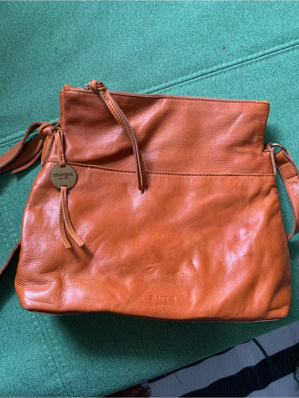 Margot Leather Crossbody Bag in Cognac Brown